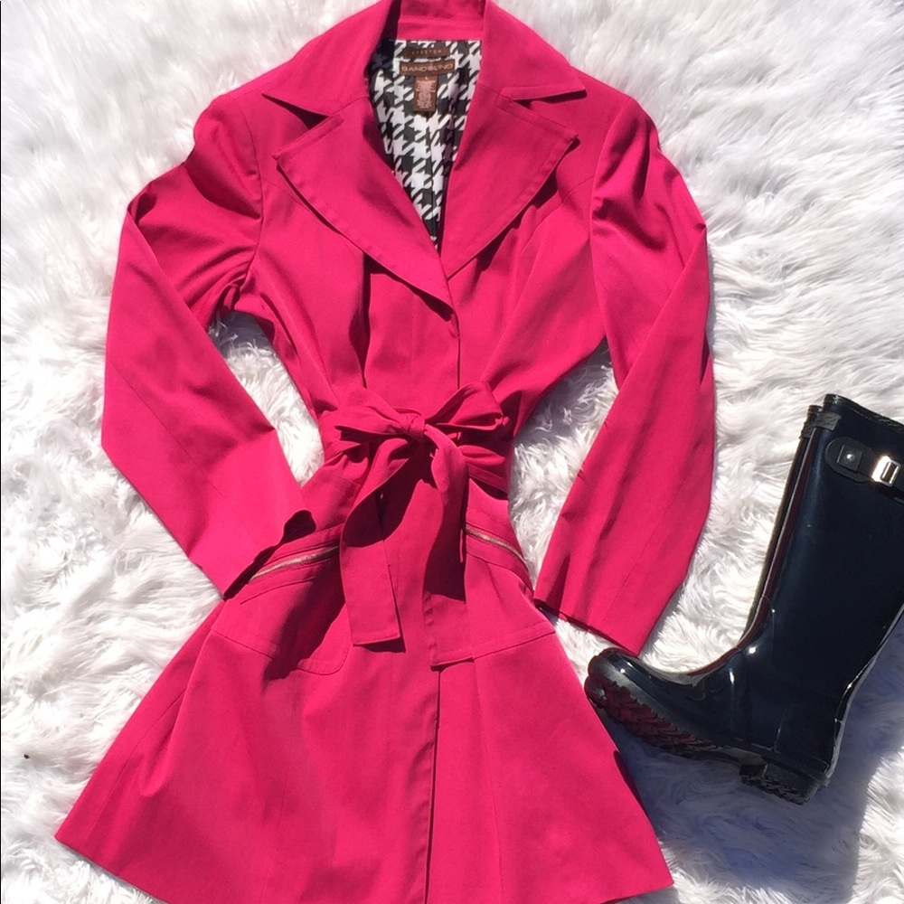 Hot Pink Trench Coat w/Sash Belt, Large